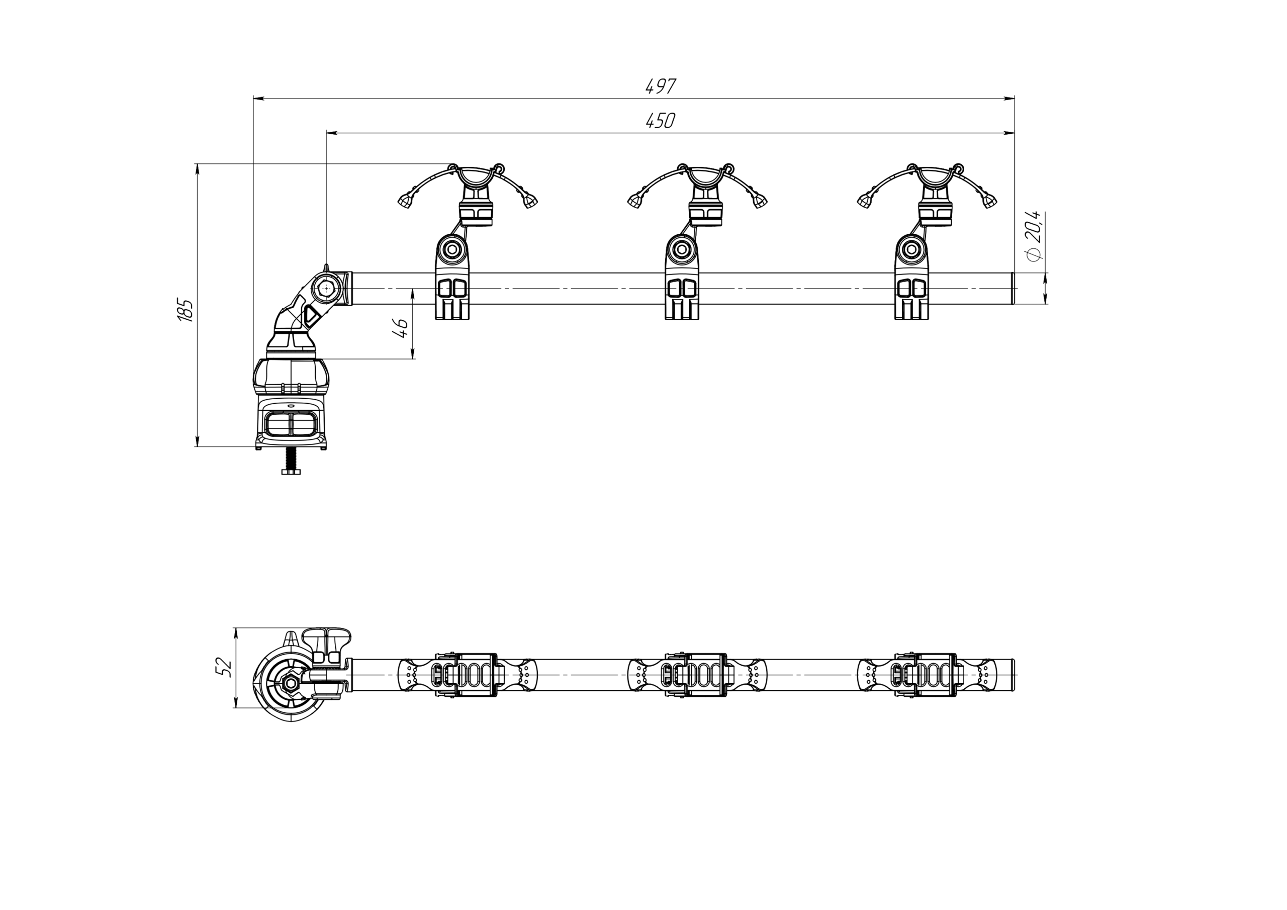 Ensemble support cannes pour rail – Image 3