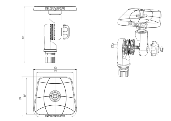 Plate-forme carré inclinable pour sondeur