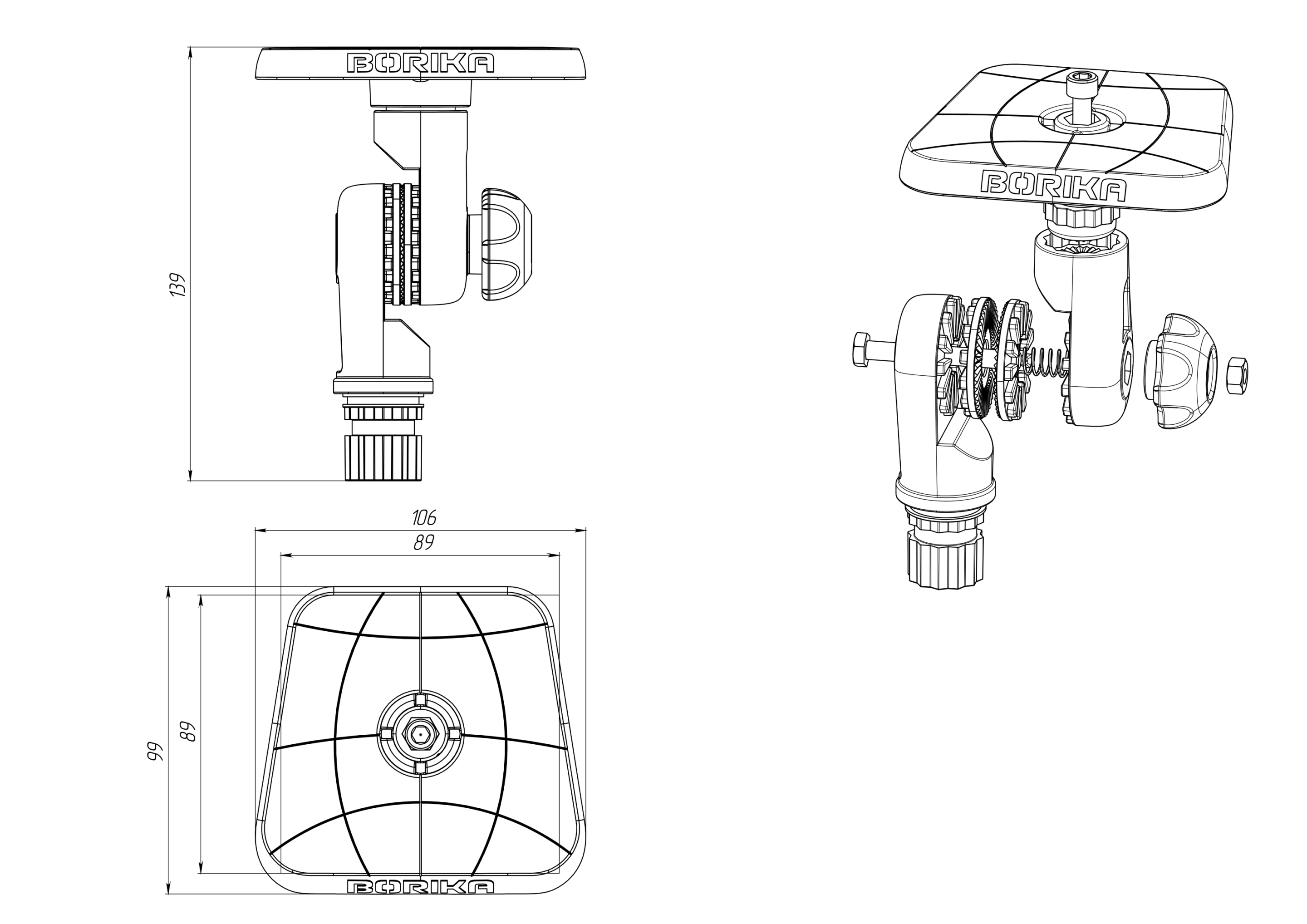 Plate-forme carré inclinable pour sondeur