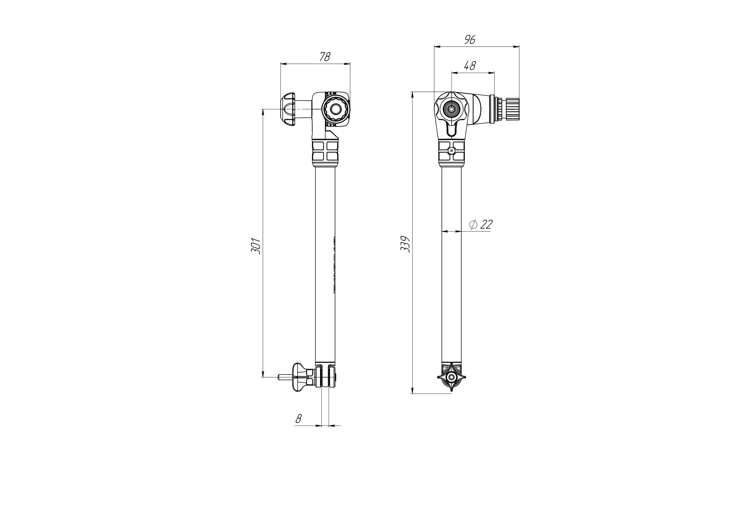 support de sonde arrière 300mm